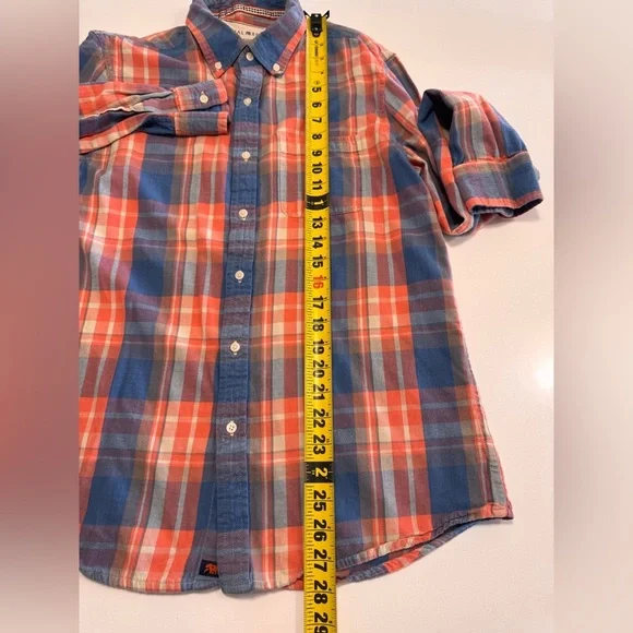 The Normal Brand Shirt Mens Med Blue Orange Plaid Flannel Grunge Mountains Cabin - Picture 6 of 8